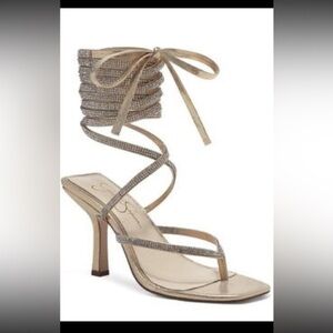 Jessica Simpson Kelsa 2 Women's Ankle Wrap Rhinestone Dress Sandals